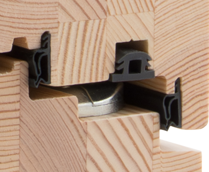 Detailansicht des Fensterrahmens mit Fokus auf der Flügelüberschlagsdichtung.