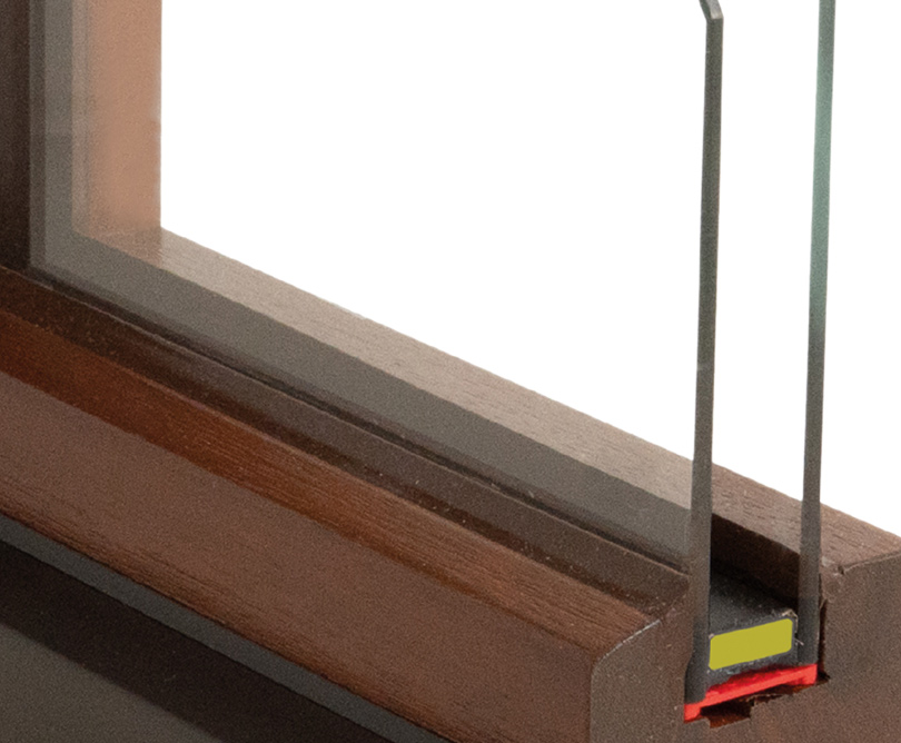 Detailansicht des TopLine-Fensters mit Fokus auf der NIVEAU 2-fach-Verglasung.