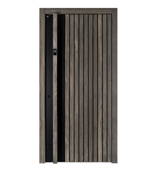 Holzhaustür Concept 1-500 mit langem Türgriff.